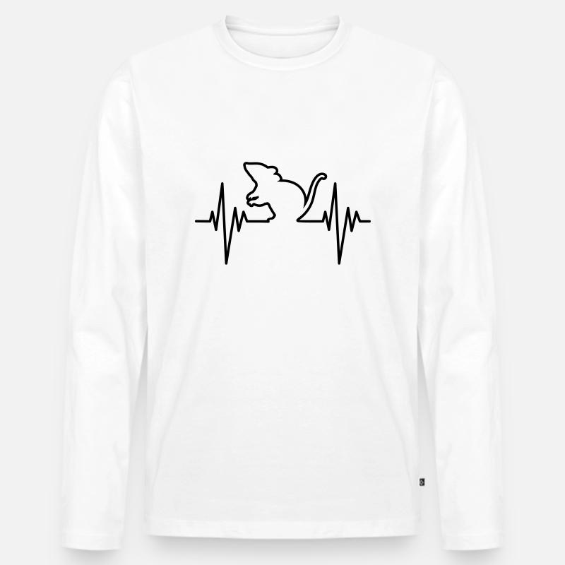 Mouse Pulse - Männer Premium Bio Langarmshirt - Weiß