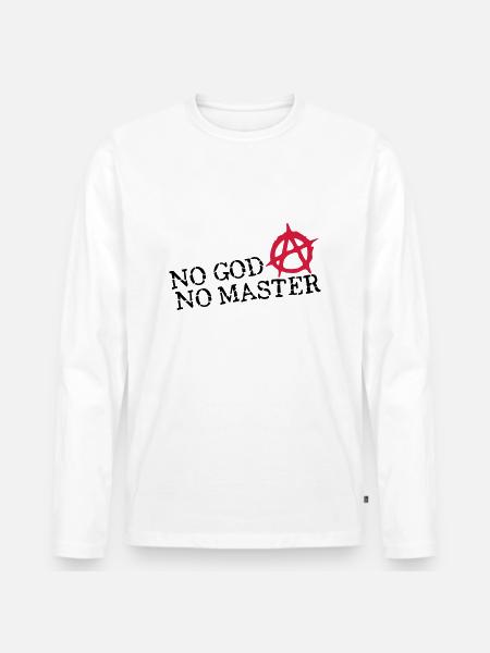 no god no master - T-shirt manches longues Premium bio Homme - blanc