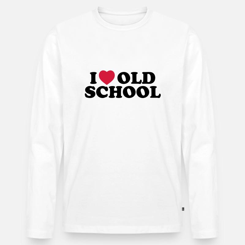 I love old school - Männer Premium Bio Langarmshirt - Weiß