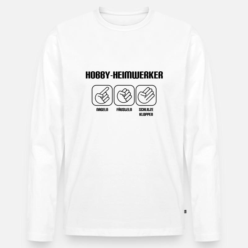Hobby Heimwerker - Männer Premium Bio Langarmshirt - Weiß