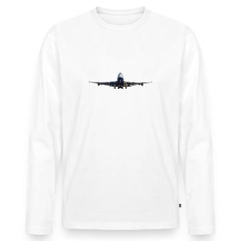 plane - Men's Premium Organic Long Sleeve Shirt - white - Front - Nico (187cm)