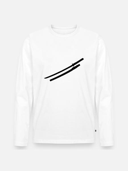 Samurai Schwert - Männer Premium Bio Langarmshirt - Weiß