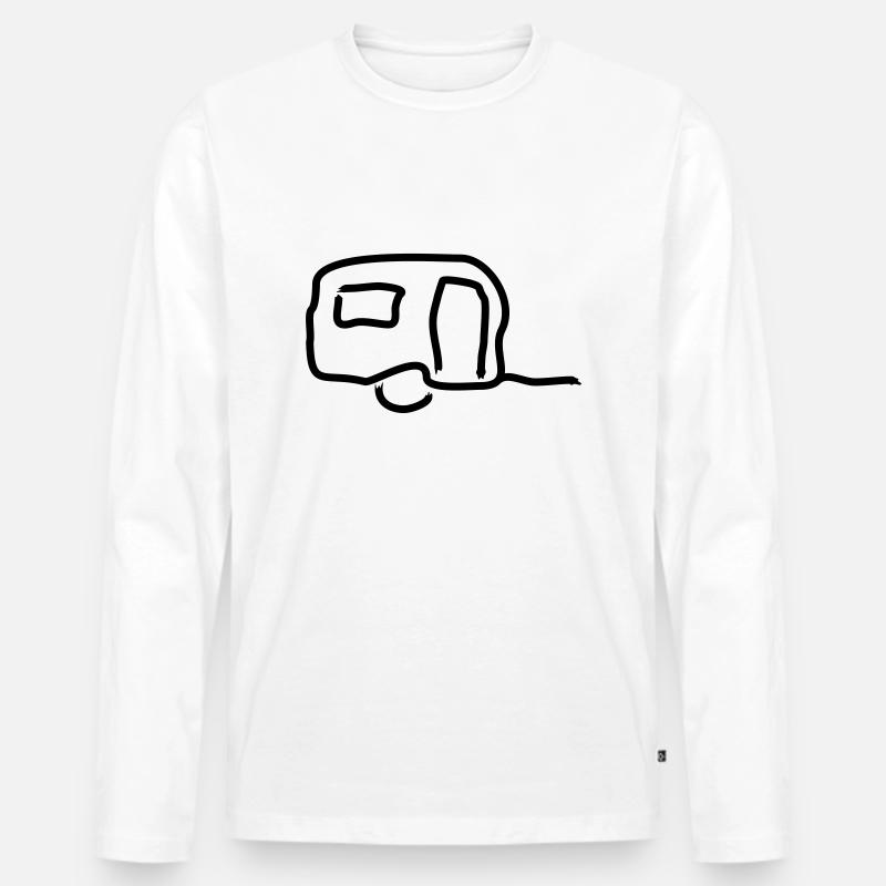 wohnwagen Umriss 2 - Männer Premium Bio Langarmshirt - Weiß