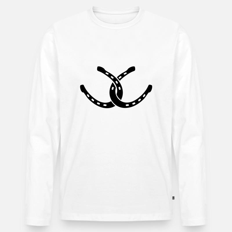 pferde_hufe_f1 - Männer Premium Bio Langarmshirt - Weiß