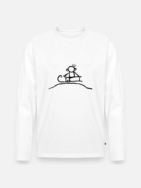 Schlittenfahrt Winter - Männer Premium Bio Langarmshirt - Weiß