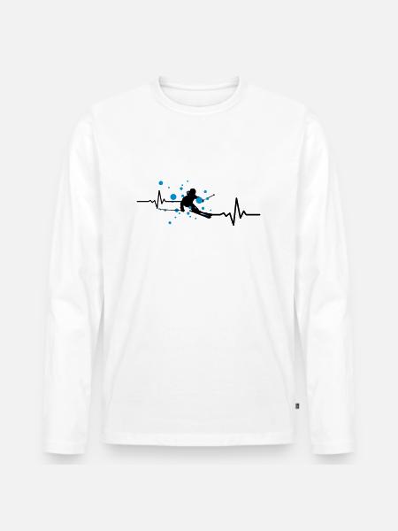 Winter - Skifahrer Puls - Männer Premium Bio Langarmshirt - Weiß