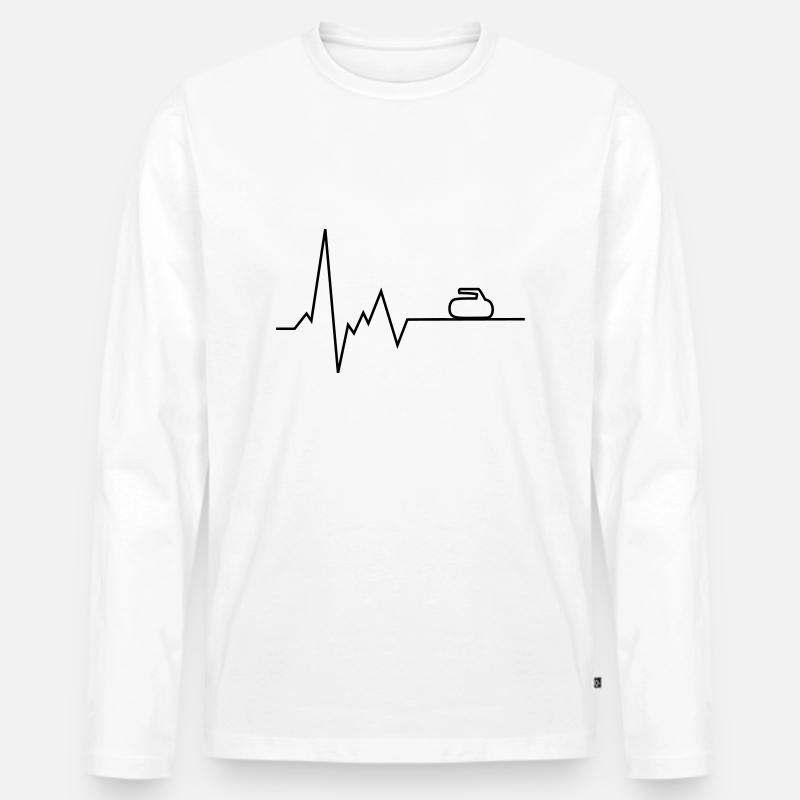 herzschlag curling - Männer Premium Bio Langarmshirt - Weiß