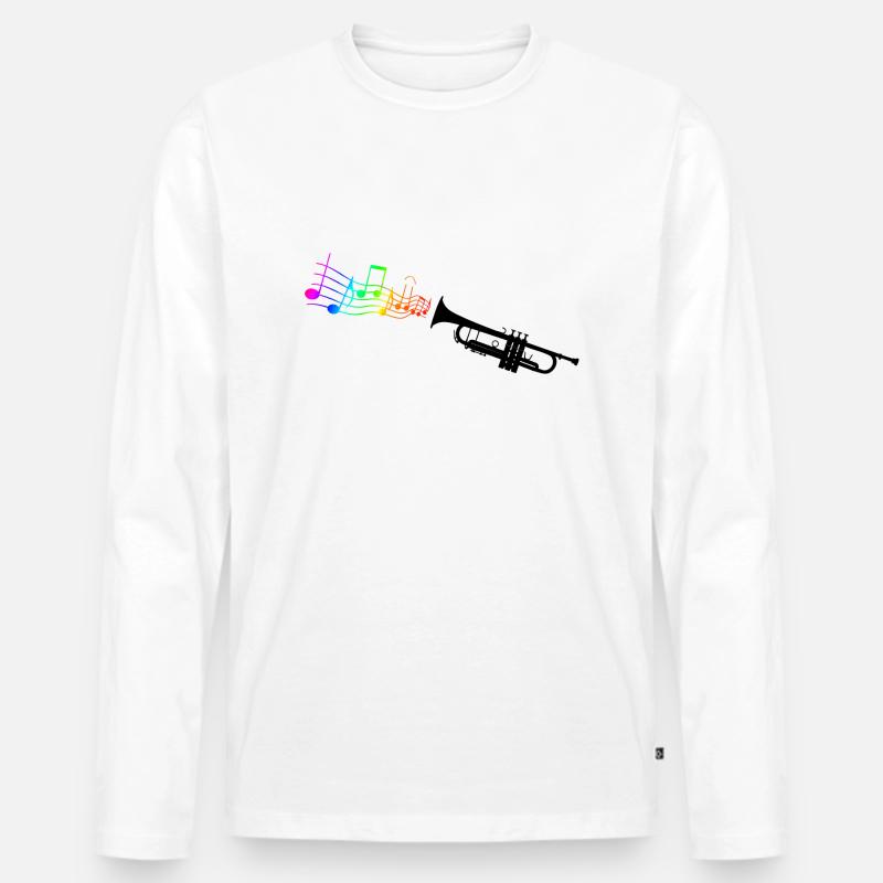 Trompete mit bunter Musik - Männer Premium Bio Langarmshirt - Weiß