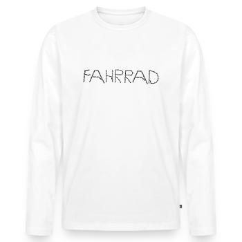 Inscription vélo avec chaîne de vélo - T-shirt manches longues Premium bio Homme - blanc - Devant - Nico (187cm)