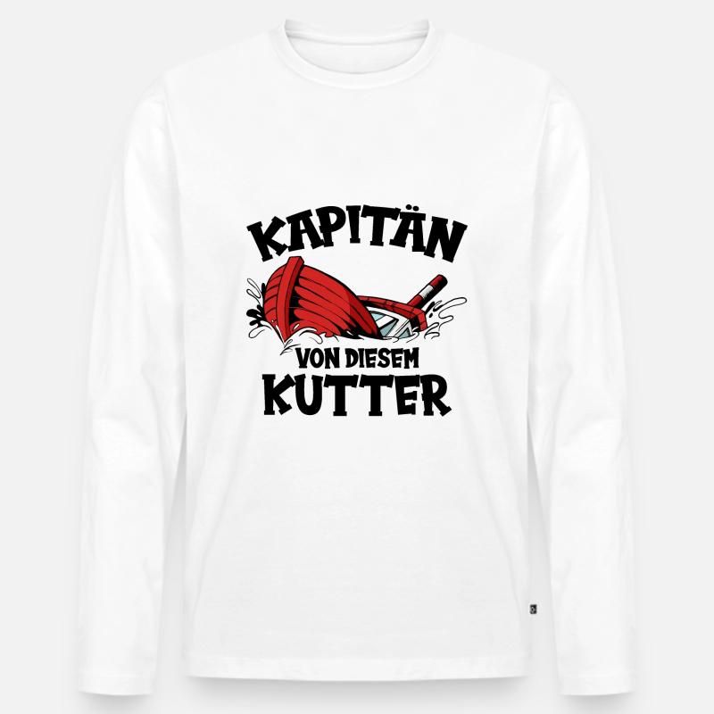 KAPITÄN KUTTER - Männer Premium Bio Langarmshirt - Weiß