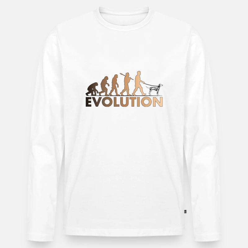 Dalmatiner Evolution Brown - Männer Premium Bio Langarmshirt - Weiß