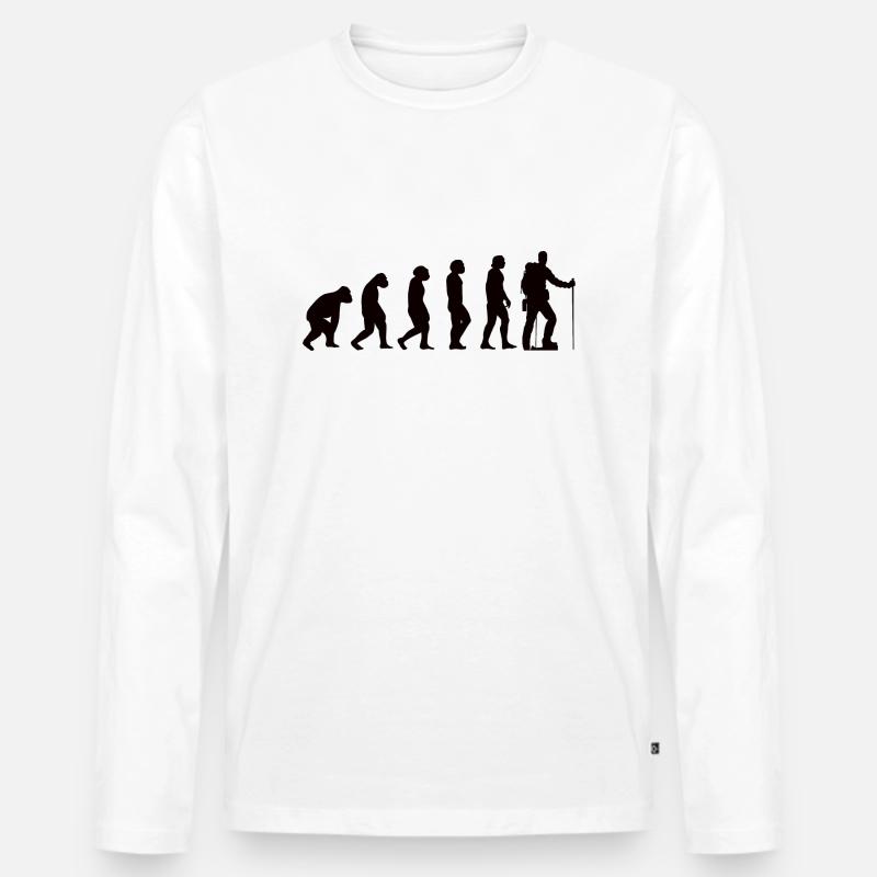 Wandern Evolution Bergsteigen Wanderung Berge - Männer Premium Bio Langarmshirt - Weiß
