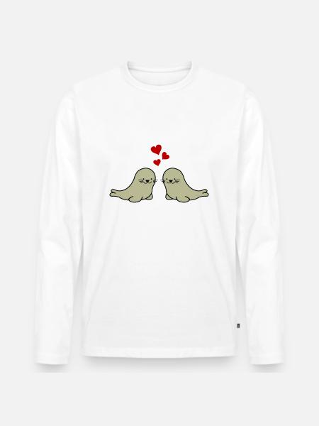 seals in love - Men's Premium Organic Long Sleeve Shirt - white