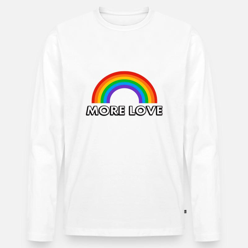 Regenbogen Mehr Liebe - Männer Premium Bio Langarmshirt - Weiß