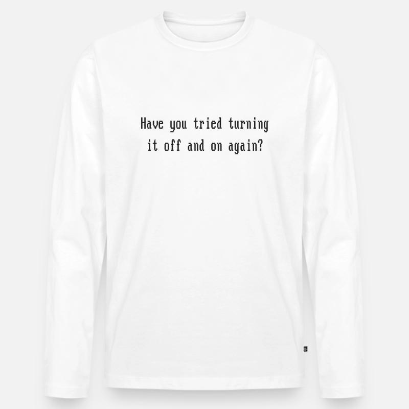 On or Off - Männer Premium Bio Langarmshirt - Weiß