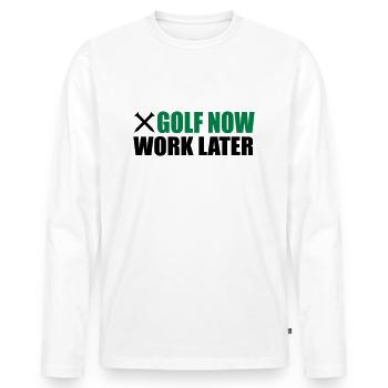 Golf - Mannen Premium Bio shirt met lange mouwen - wit - Voor - Nico (187cm)