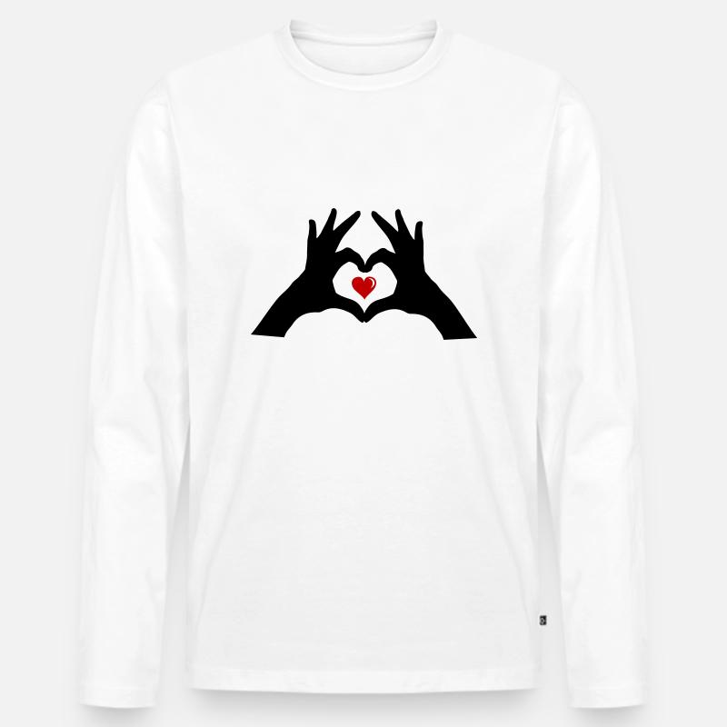 hands heart - Männer Premium Bio Langarmshirt - Weiß