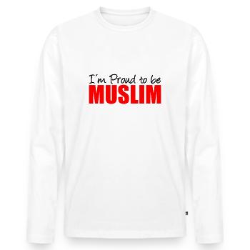 I´m Proud to be Muslim - Moslem - Muslime - Männer Premium Bio Langarmshirt - Weiß - Vorne - Nico (187cm)