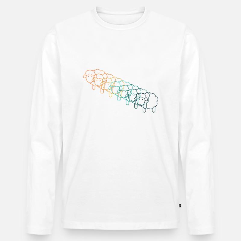 Niedliches Retro-Schaf - Männer Premium Bio Langarmshirt - Weiß