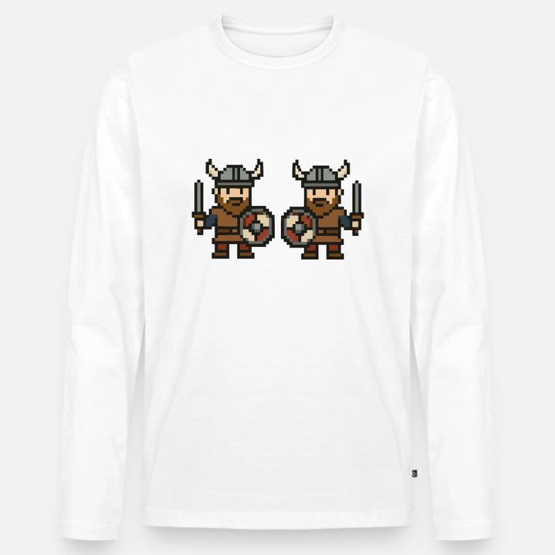 wikinger comic pixel 2 - Männer Premium Bio Langarmshirt - Weiß