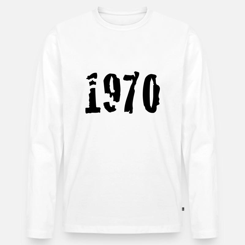 1970 - Männer Premium Bio Langarmshirt - Weiß