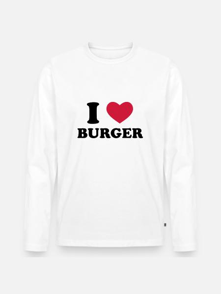 I Love Burger - Männer Premium Bio Langarmshirt - Weiß