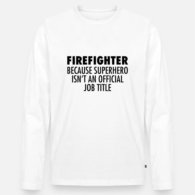 Firefighter - Superhero - Männer Premium Bio Langarmshirt - Weiß