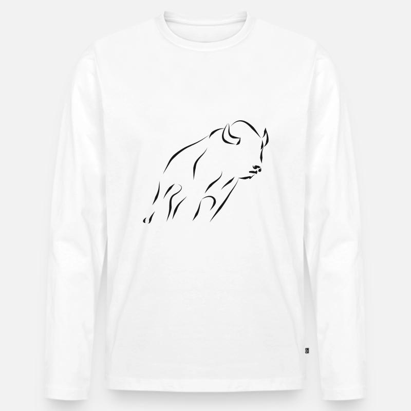 Bison - schwarz - Männer Premium Bio Langarmshirt - Weiß