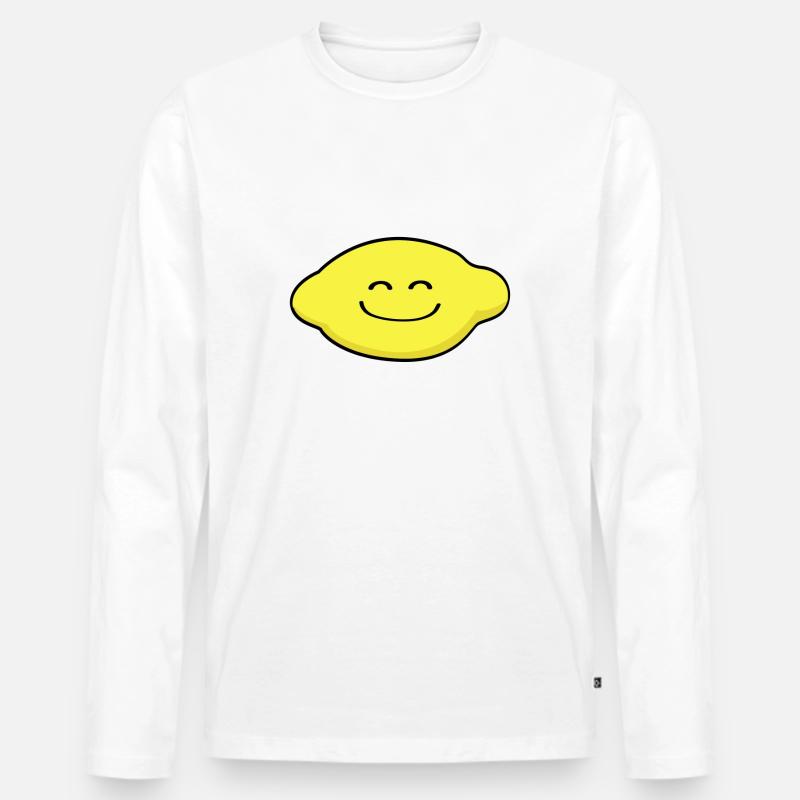 Zitrone - Männer Premium Bio Langarmshirt - Weiß