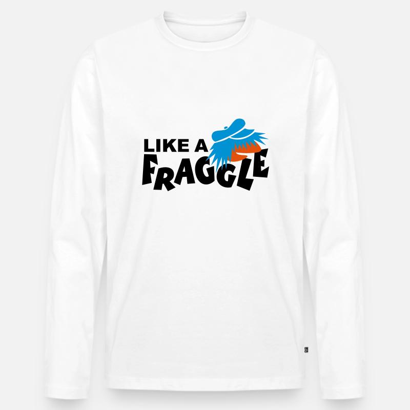 LIKE A FRAGGLE - Männer Premium Bio Langarmshirt - Weiß