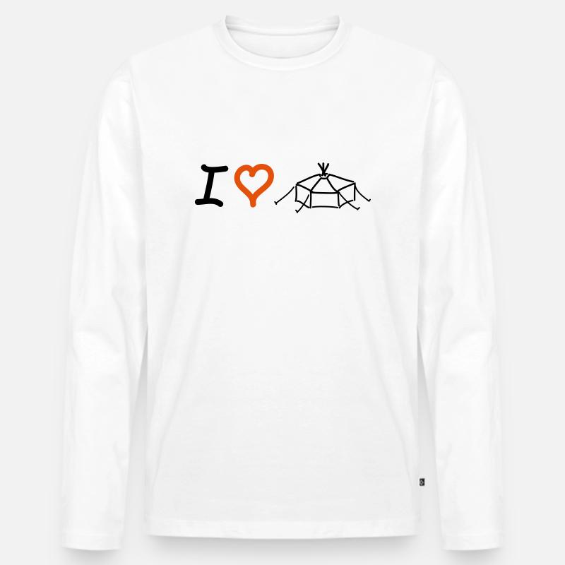 I love Jurte - Männer Premium Bio Langarmshirt - Weiß