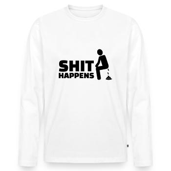 Shit happens - Männer Premium Bio Langarmshirt - Weiß - Vorne - Nico (187cm)