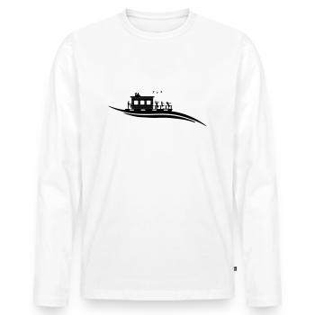 Hausboot Welle - Männer Premium Bio Langarmshirt - Weiß - Vorne - Nico (187cm)
