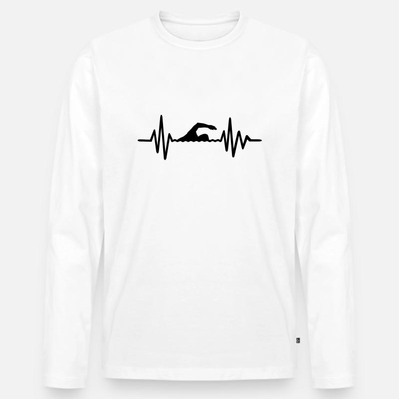 Schwimmen - Männer Premium Bio Langarmshirt - Weiß