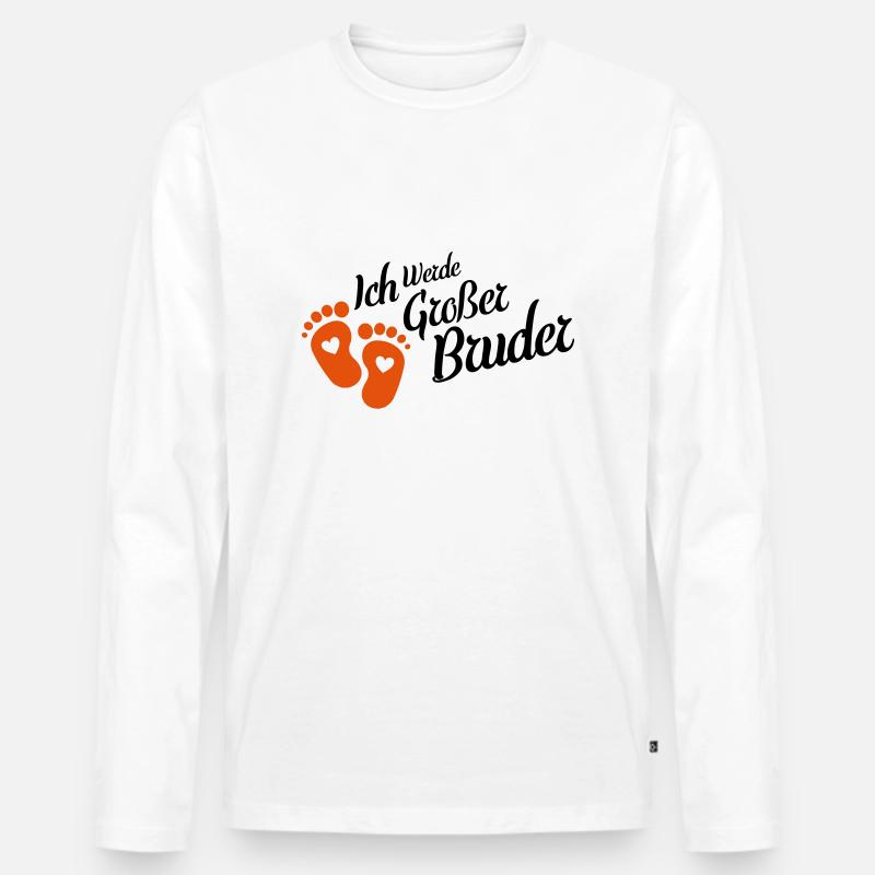 ich werde grosser bruder - Männer Premium Bio Langarmshirt - Weiß