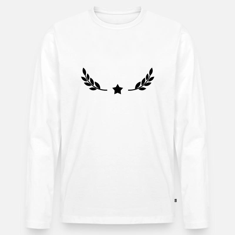 Stern mit Lorbeerkranz Design - Männer Premium Bio Langarmshirt - Weiß