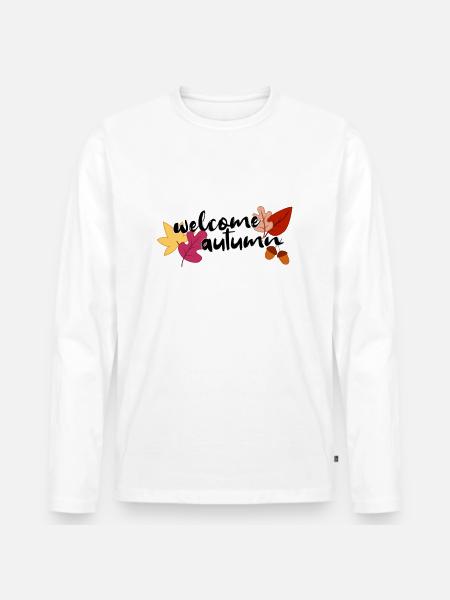 Welcome autumn - Männer Premium Bio Langarmshirt - Weiß