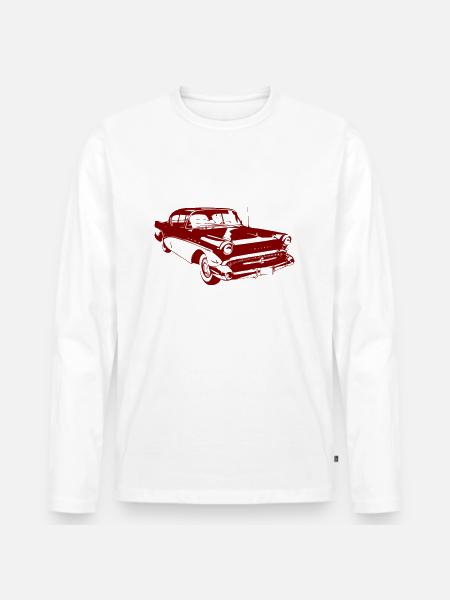 Vintage handelaar - oude auto - rood - Mannen Premium Bio shirt met lange mouwen - wit