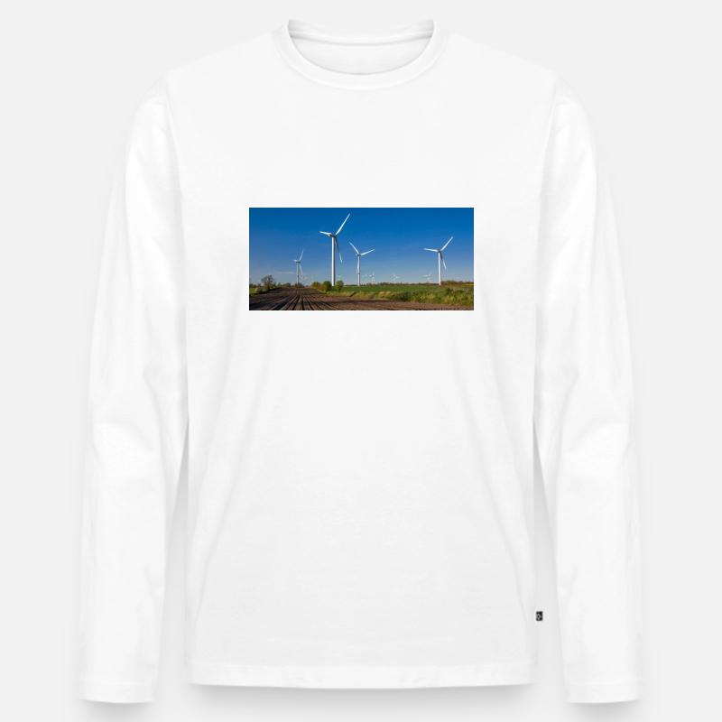 Windmühle - Männer Premium Bio Langarmshirt - Weiß