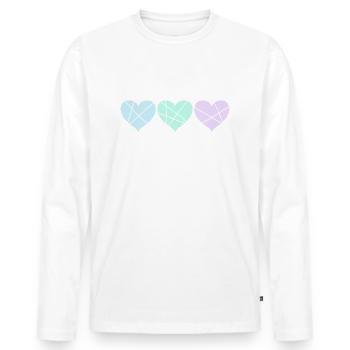 Coeurs Pastel - T-shirt manches longues Premium bio Homme - blanc - Devant - Nico (187cm)