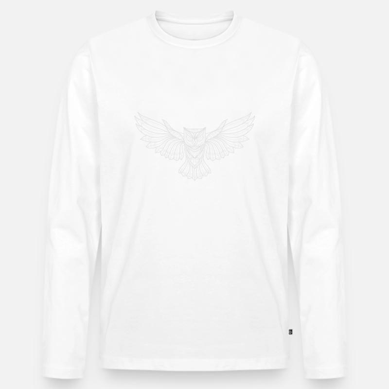 Eule - Männer Premium Bio Langarmshirt - Weiß