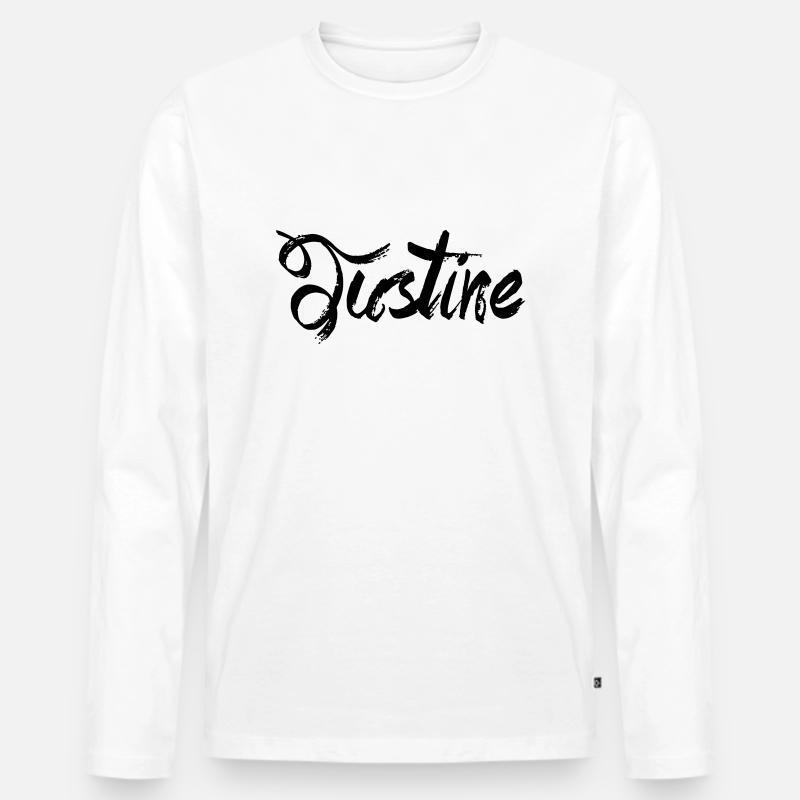 Justine - Männer Premium Bio Langarmshirt - Weiß