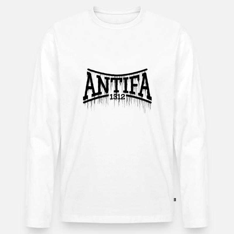 Antifa - Männer Premium Bio Langarmshirt - Weiß