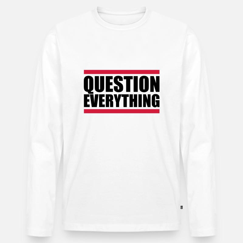 Balken Question Everything - Männer Premium Bio Langarmshirt - Weiß