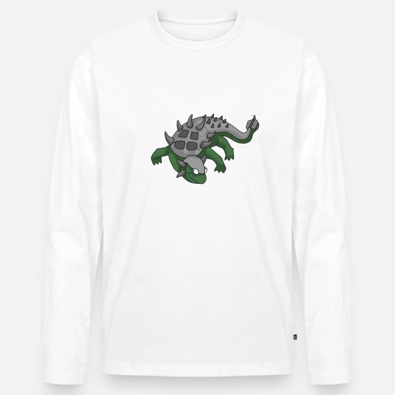 Dino 13 - Männer Premium Bio Langarmshirt - Weiß