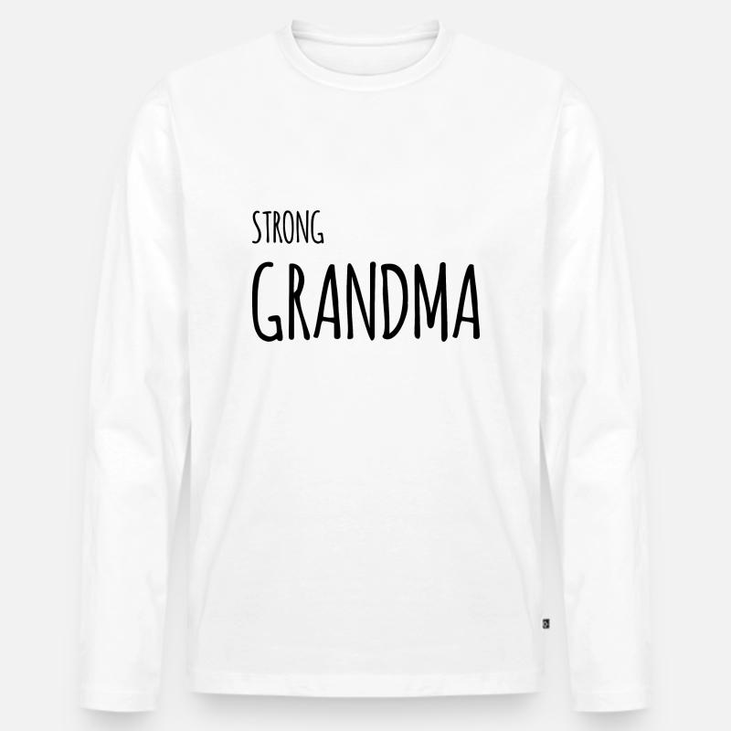 Strong Grandma Comic black - Männer Premium Bio Langarmshirt - Weiß