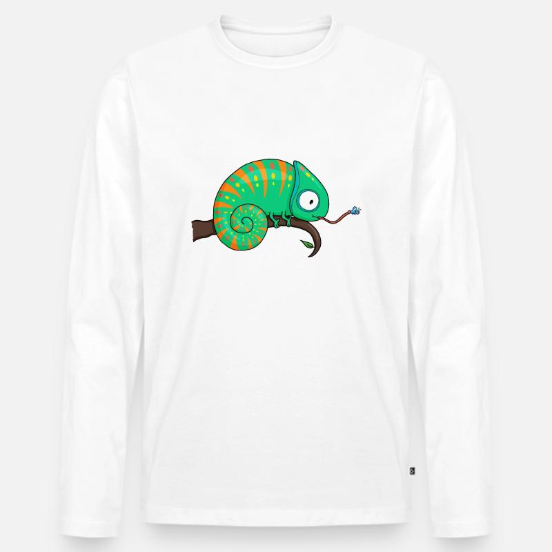 Chameleon Chamäleon - Männer Premium Bio Langarmshirt - Weiß