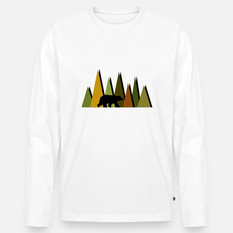 Bärenwald - Männer Premium Bio Langarmshirt - Weiß