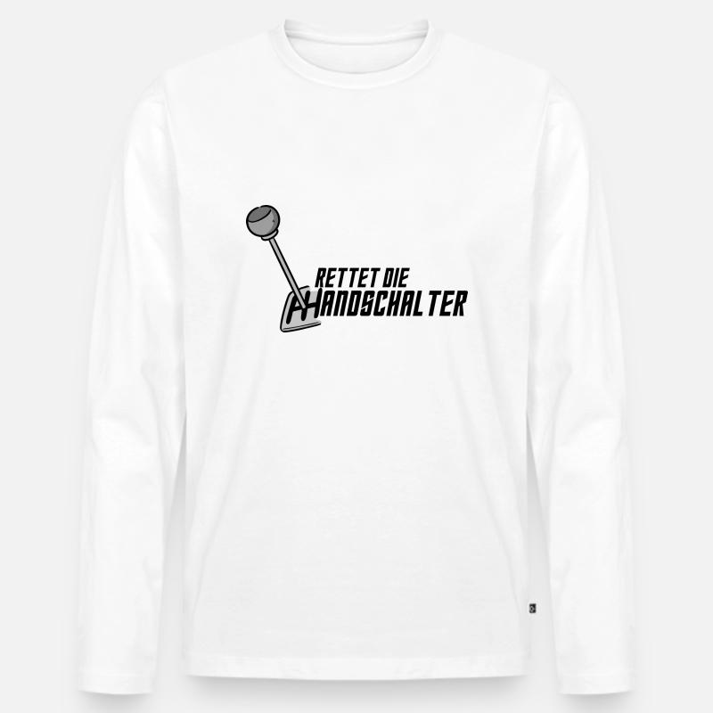 Rettet die Handschalter - Männer Premium Bio Langarmshirt - Weiß