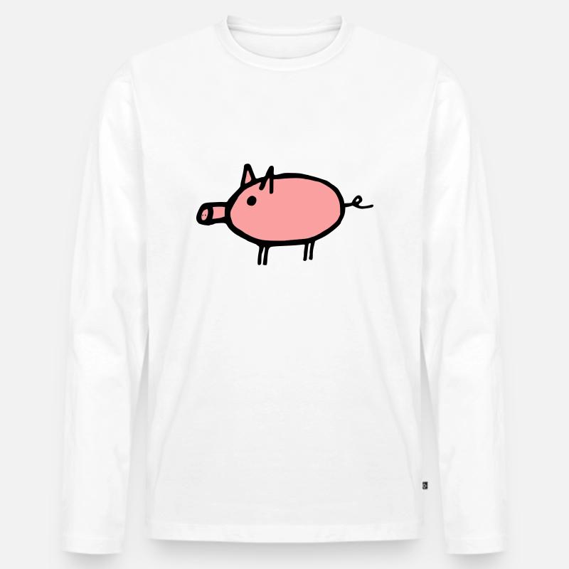 Schwein - Männer Premium Bio Langarmshirt - Weiß